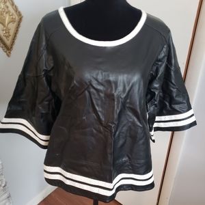 WTO2 black pleather top. Size Large